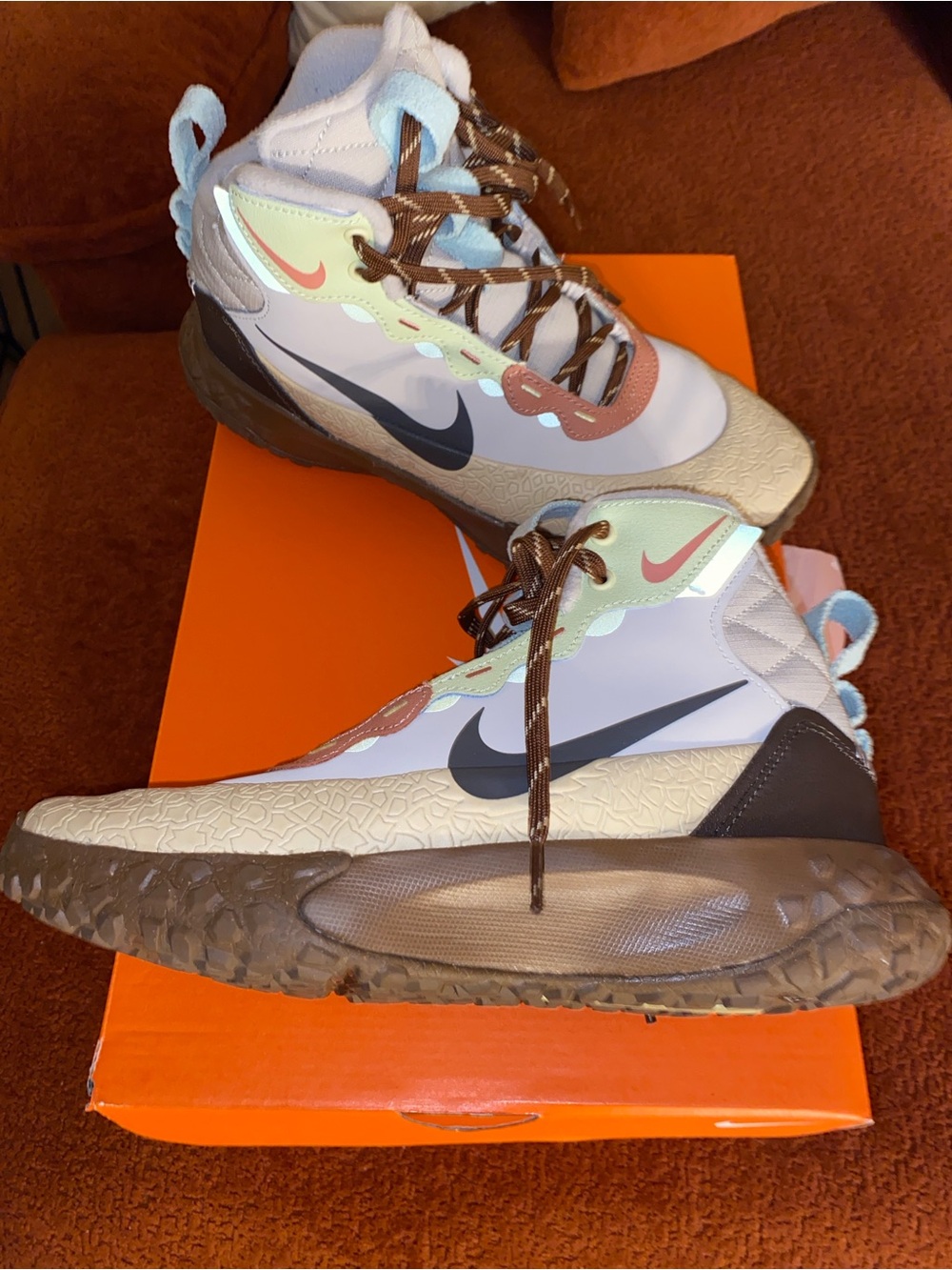 Nike Kids High-Top Athletic Sneakers - Pastel Mint, Pink & Brown